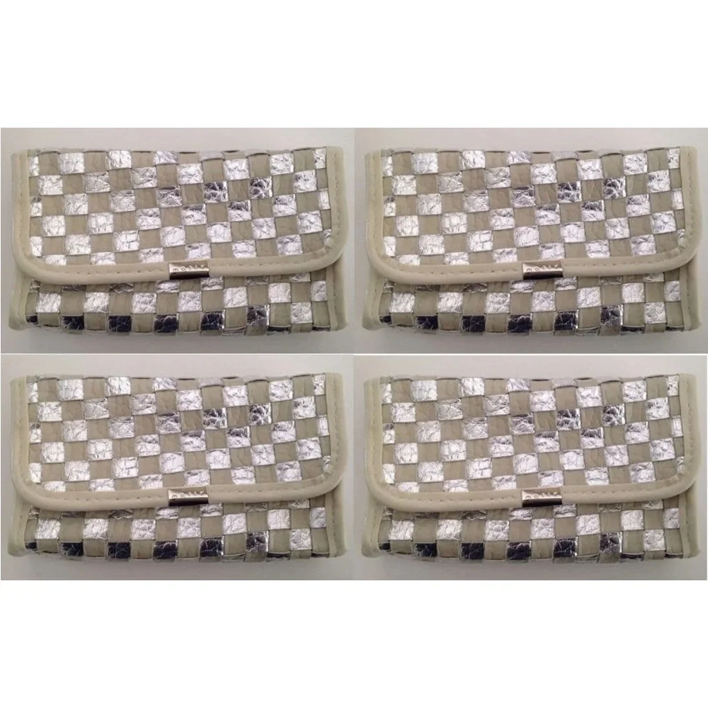 4 Mally Beauty Tan & Silver Make up Cosmetics Bag / Cell Purse / Clutch (new)